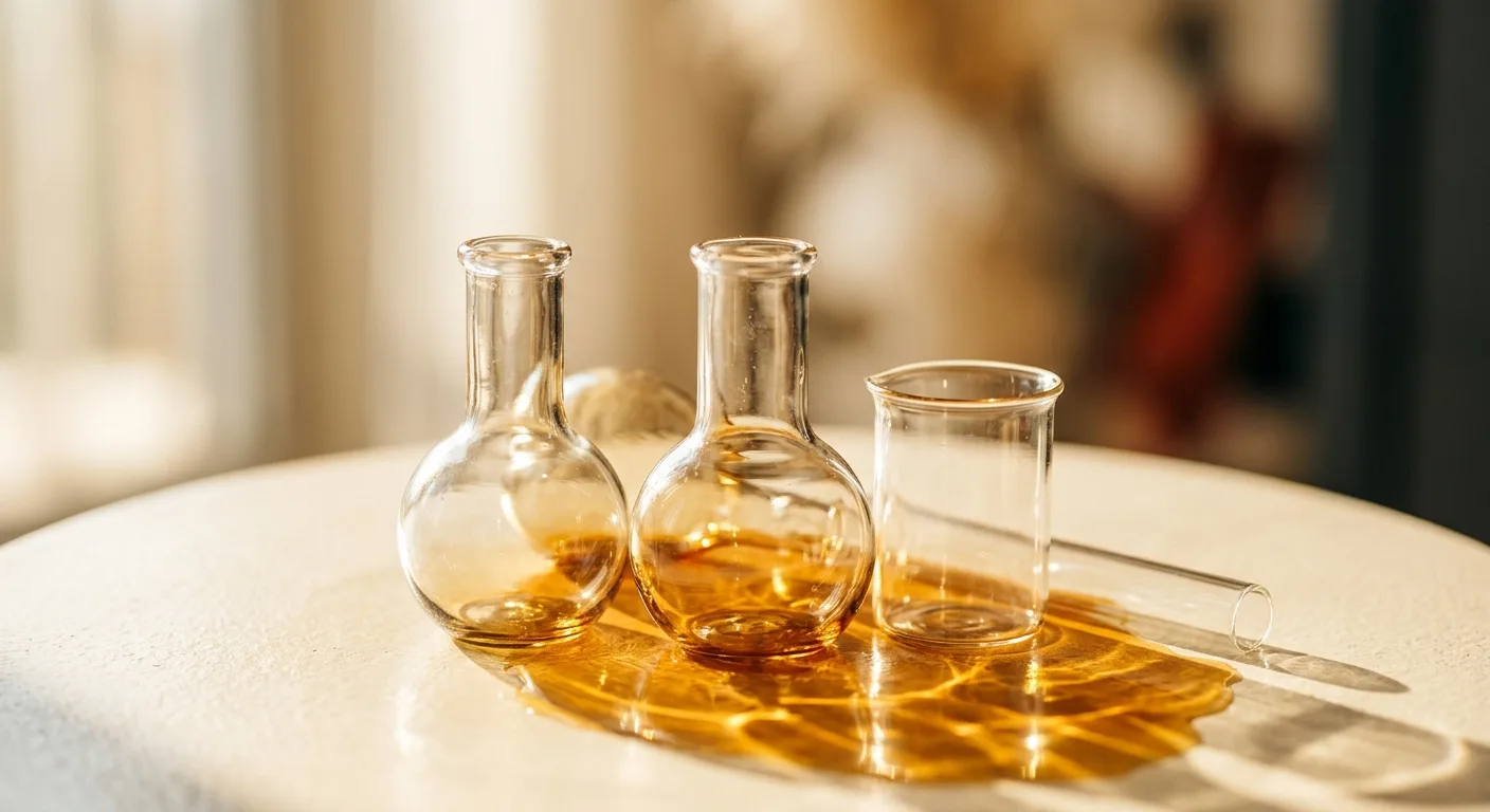 A macro view of clear sample vials and fine graduated markings under cool, even laboratory light.